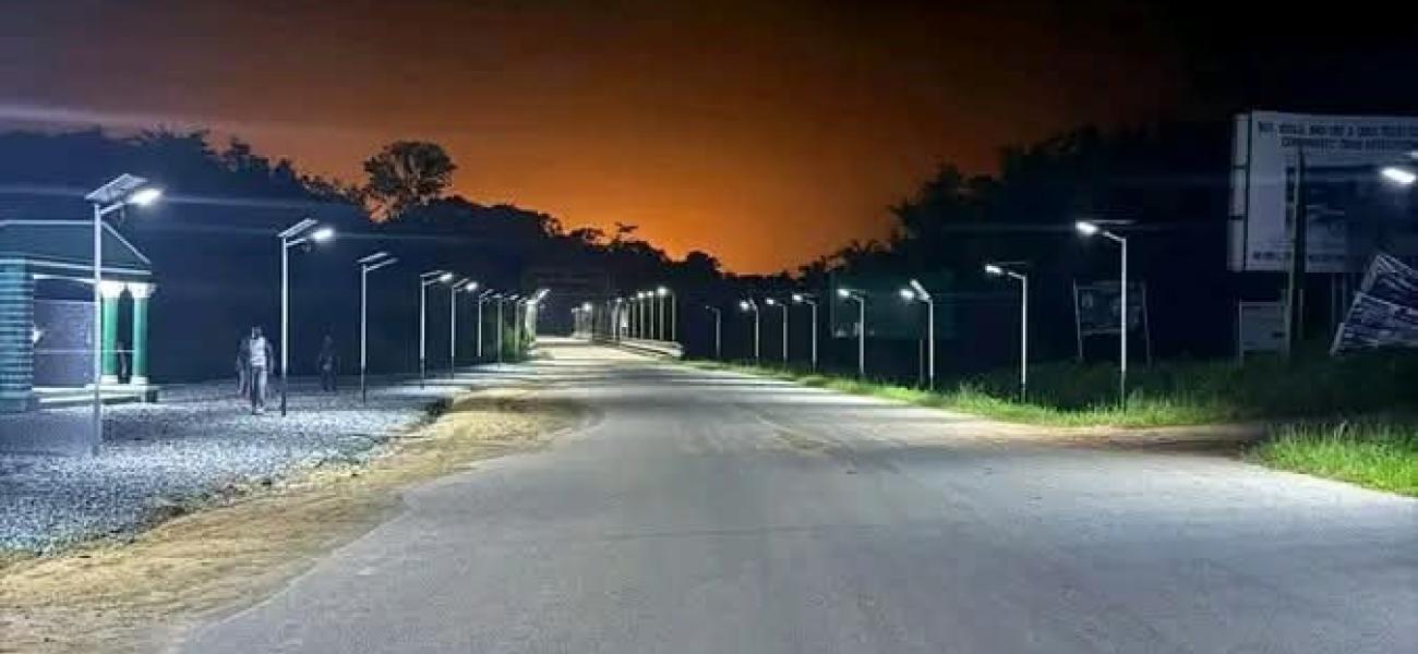 LEC on in Communities at night in Monrovia
