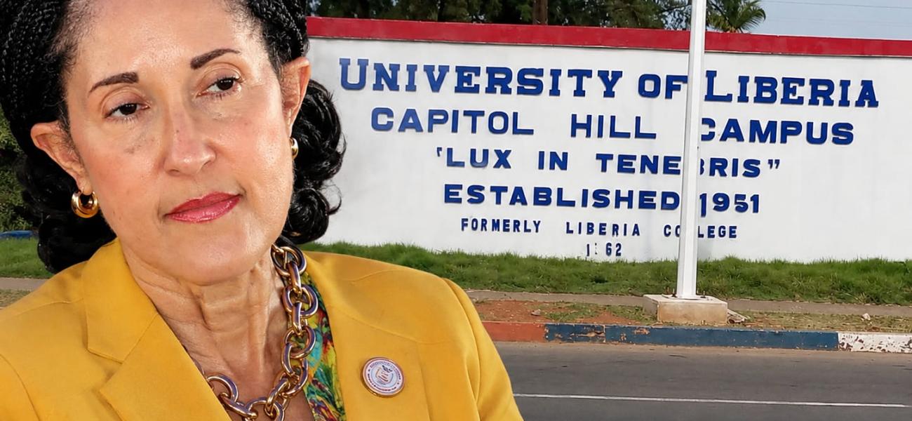 Image of University of Liberia outside the school President.....