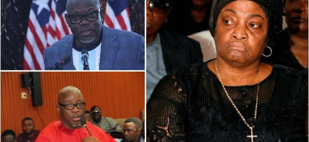 Rep. Josaih Marvin Cole, former VP Jewel Howard-Taylor and information minister Jerolinmek Piah 