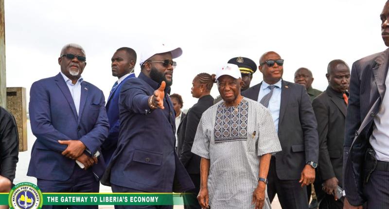 NPA Boss Sekou Dukuly and President Joseph Boakai on Special Inspection Tour at the Nation Port Authority  